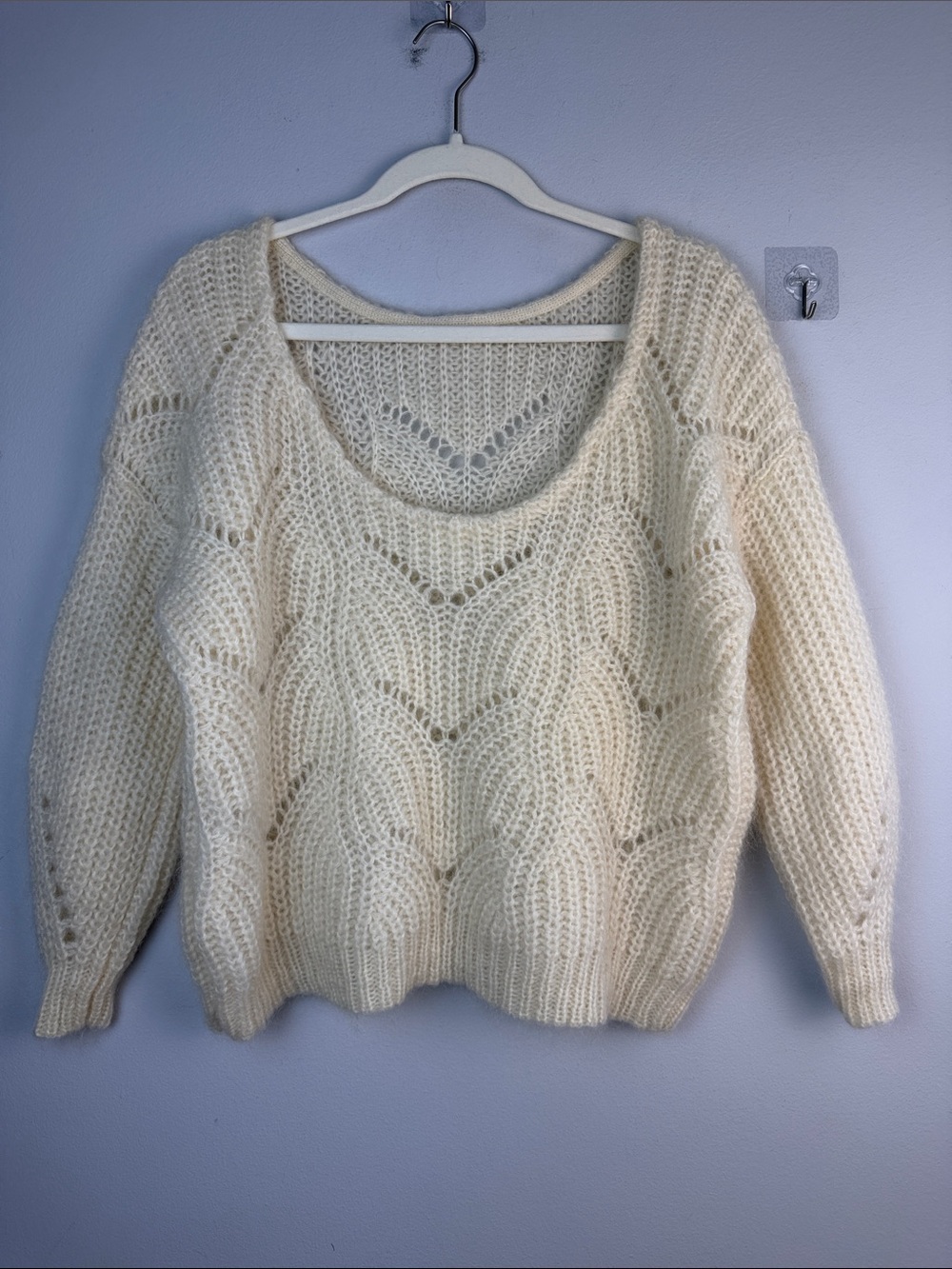 Sezane Pull Simone Knit Jumper Sweater Open Knit XS Mohair Wool Clean Beauty - Picture 14 of 16